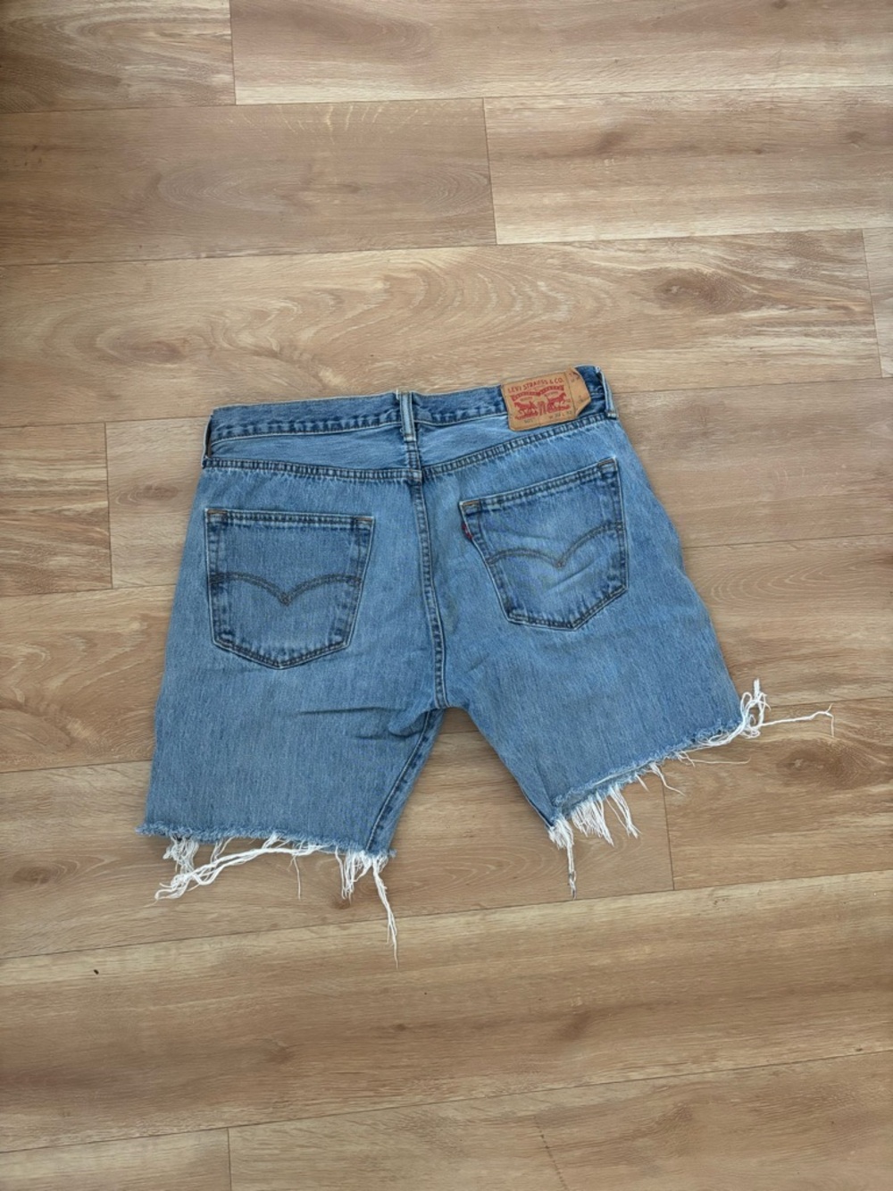 Levi's Light Blue High-Rise Denim Shorts with Frayed Hem